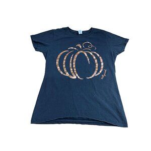 Delta Soft Graphic T Shirt S Halloween Pumpkin Black Copper Metallic